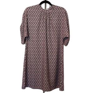 Pink and Black Dress print lightweight boho summer dress size m